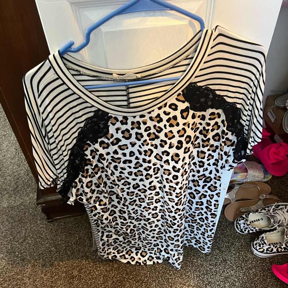 New. Boutique brand. Leopard and stripes with lace. Size small.